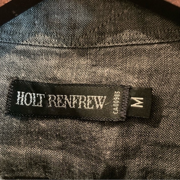 HOLT RENFREW Sz M 100% Linen Button  Down Shirt - Picture 4 of 7